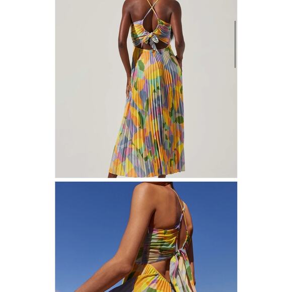 ASTR The Label NWT Sz L Blythe Dress in Lime Rust Floral SOLD OUT Revolve - Picture 2 of 9